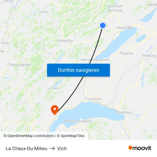 La Chaux-Du-Milieu to Vich map