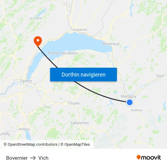 Bovernier to Vich map
