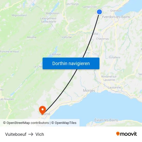 Vuiteboeuf to Vich map