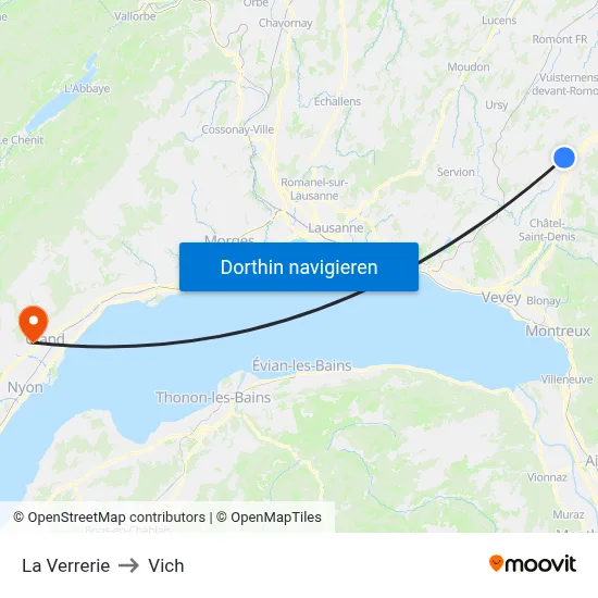 La Verrerie to Vich map
