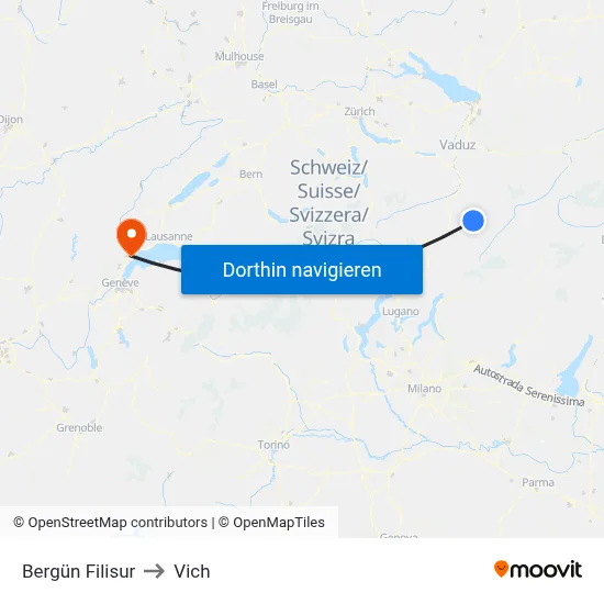 Bergün Filisur to Vich map