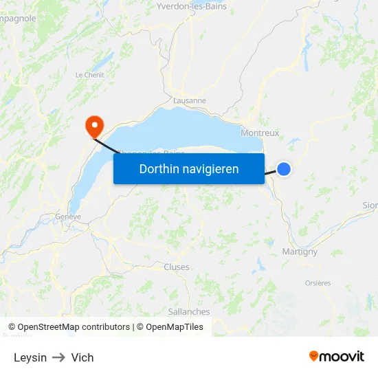 Leysin to Vich map