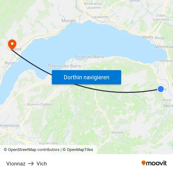 Vionnaz to Vich map
