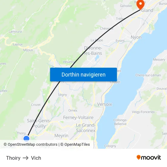 Thoiry to Vich map