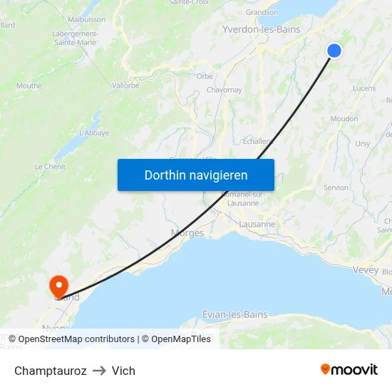 Champtauroz to Vich map