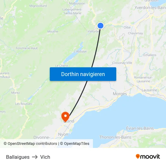 Ballaigues to Vich map