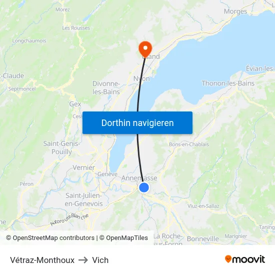 Vétraz-Monthoux to Vich map