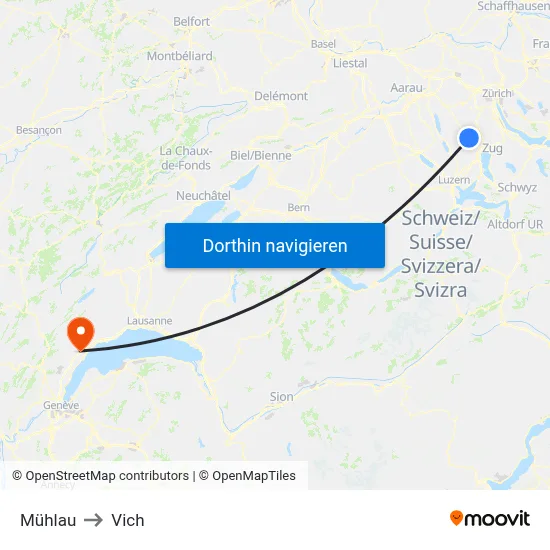 Mühlau to Vich map