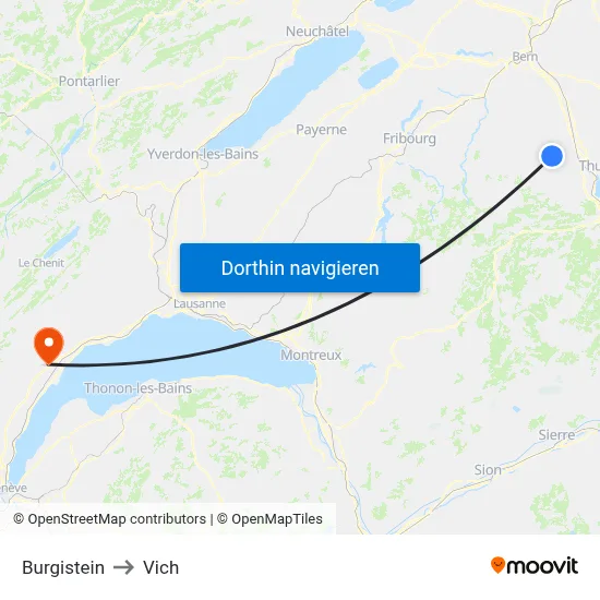 Burgistein to Vich map
