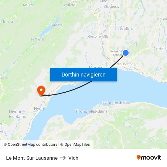 Le Mont-Sur-Lausanne to Vich map