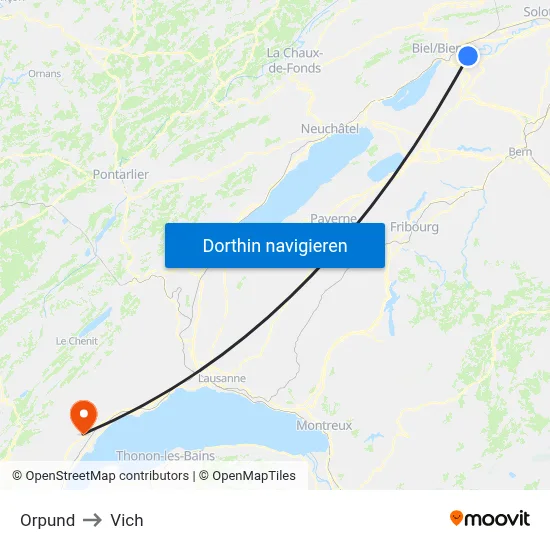 Orpund to Vich map