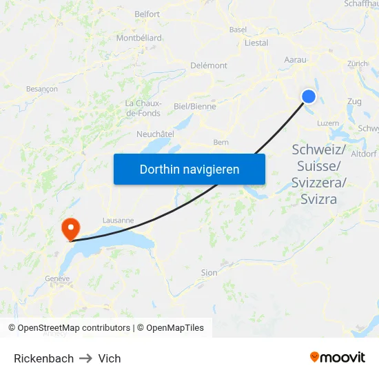Rickenbach to Vich map