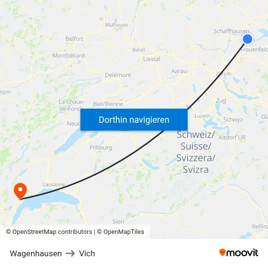 Wagenhausen to Vich map