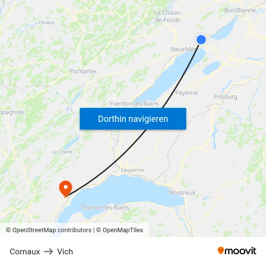 Cornaux to Vich map