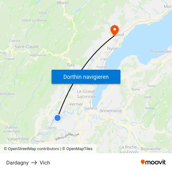 Dardagny to Vich map
