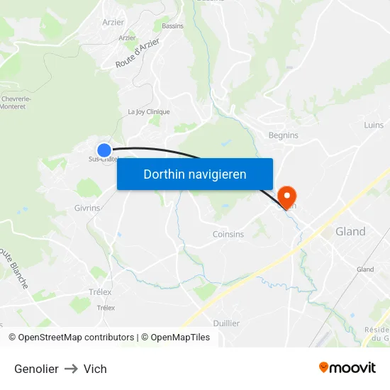 Genolier to Vich map