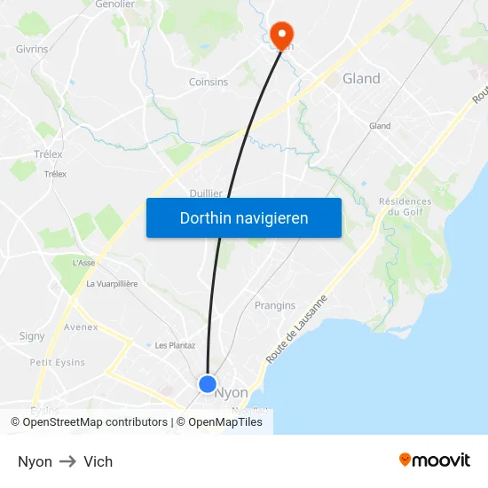 Nyon to Vich map