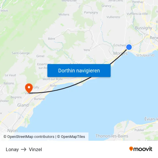 Lonay to Vinzel map