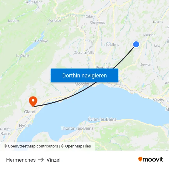 Hermenches to Vinzel map