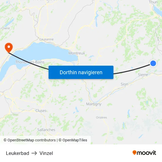 Leukerbad to Vinzel map