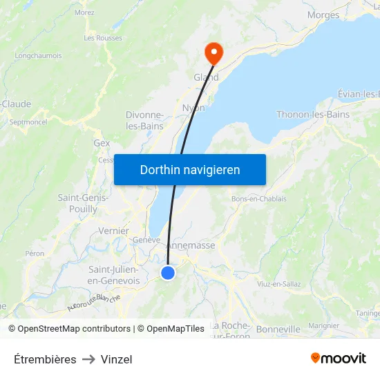 Étrembières to Vinzel map