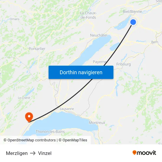 Merzligen to Vinzel map