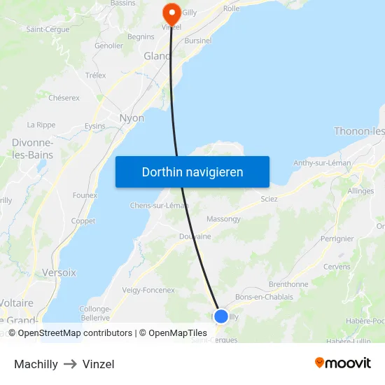 Machilly to Vinzel map
