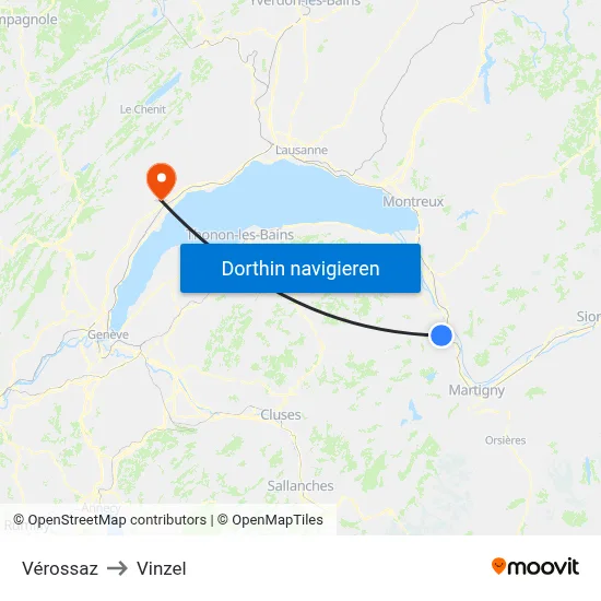 Vérossaz to Vinzel map