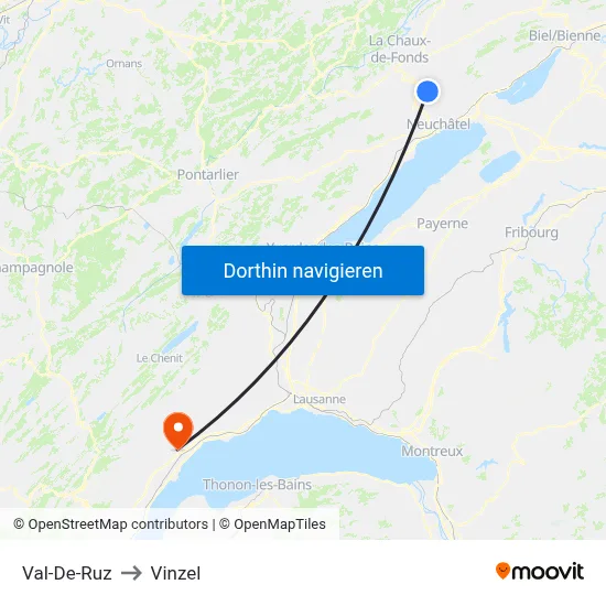 Val-De-Ruz to Vinzel map