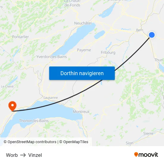 Worb to Vinzel map