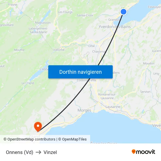 Onnens (Vd) to Vinzel map