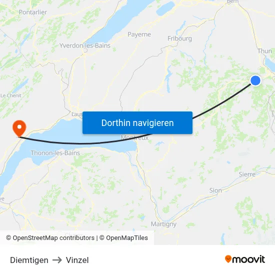 Diemtigen to Vinzel map