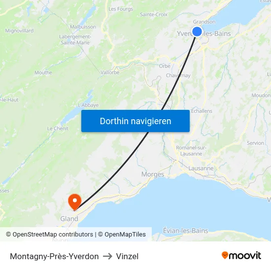 Montagny-Près-Yverdon to Vinzel map