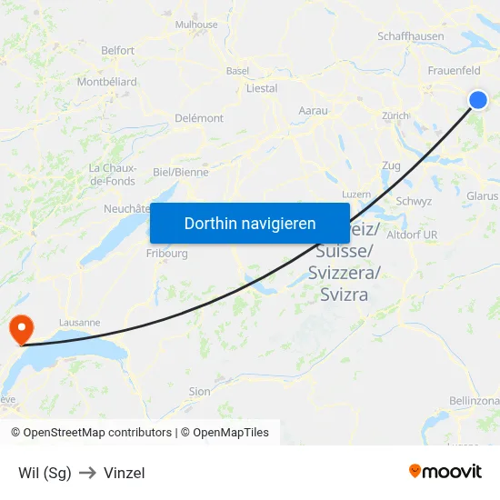 Wil (Sg) to Vinzel map