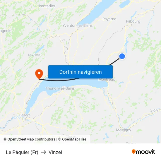 Le Pâquier (Fr) to Vinzel map