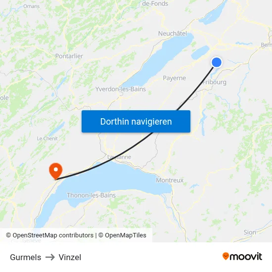 Gurmels to Vinzel map