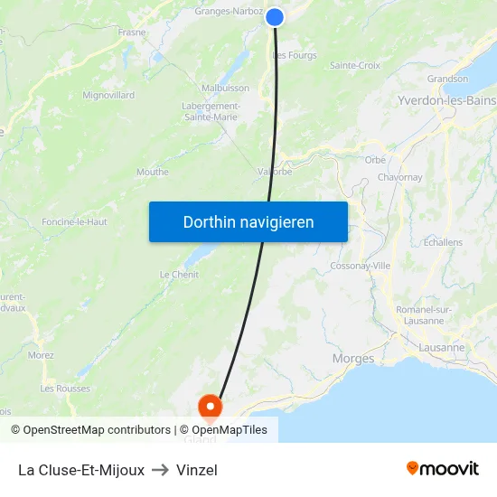 La Cluse-Et-Mijoux to Vinzel map