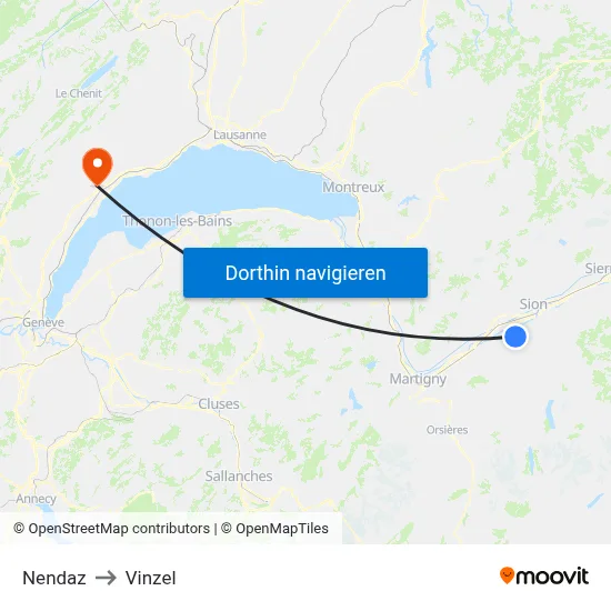 Nendaz to Vinzel map