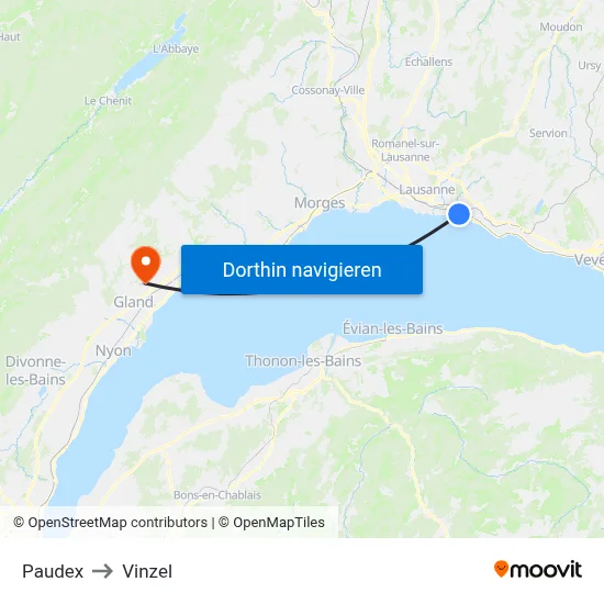 Paudex to Vinzel map