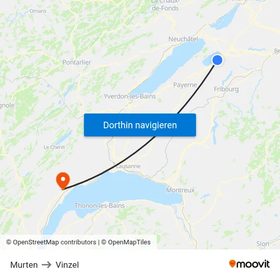 Murten to Vinzel map