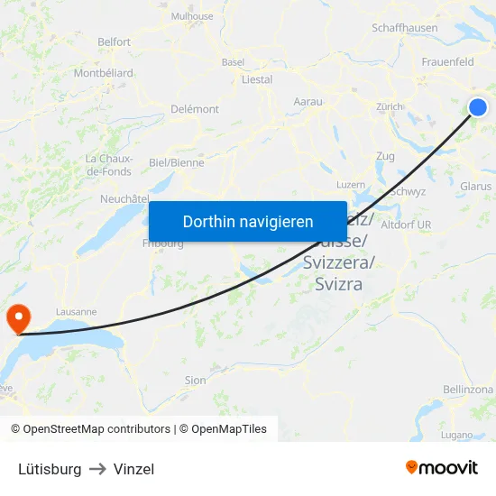 Lütisburg to Vinzel map