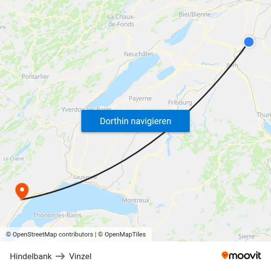 Hindelbank to Vinzel map