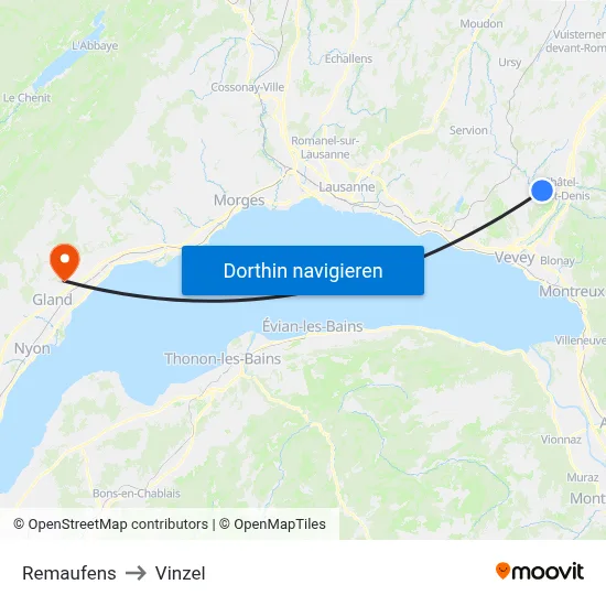 Remaufens to Vinzel map