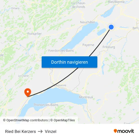 Ried Bei Kerzers to Vinzel map