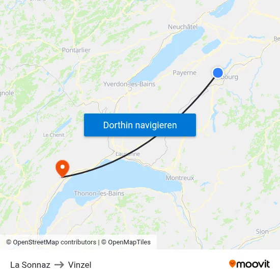 La Sonnaz to Vinzel map