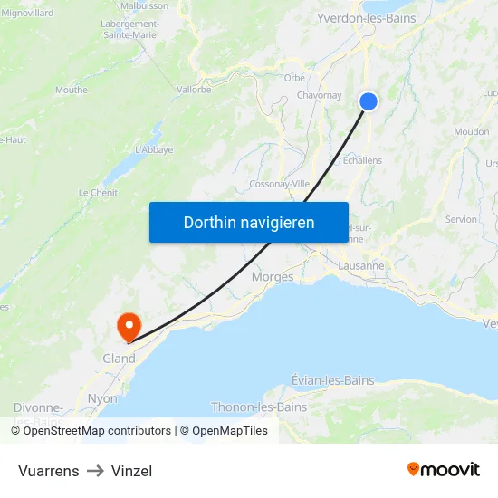 Vuarrens to Vinzel map