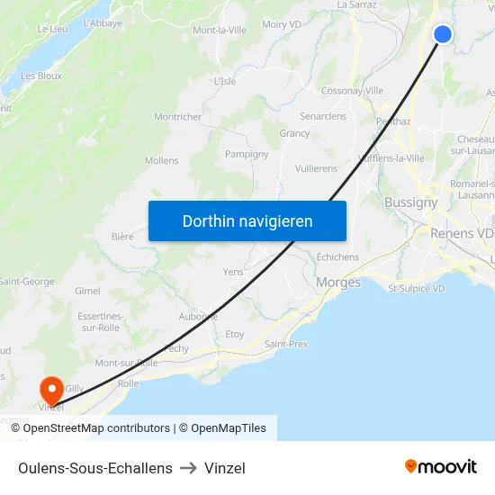 Oulens-Sous-Echallens to Vinzel map