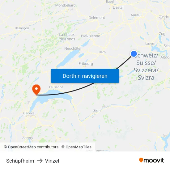 Schüpfheim to Vinzel map