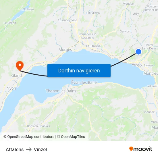Attalens to Vinzel map