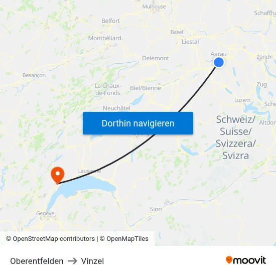 Oberentfelden to Vinzel map
